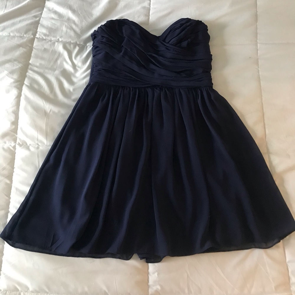 Strapless Formal Dress - Navy Blue